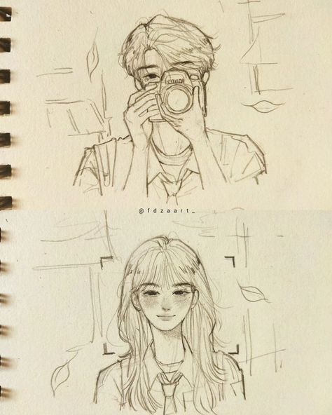 A Drawing Of A Person, Couple Cute Sketch, Guy Studying Drawing, Aesthetic Drawings For Sketchbook, Doodles Art Aesthetic, Book Art Drawings Aesthetic, How To Draw A Person Face, Someone Drawing A Picture, Random Doodle Ideas