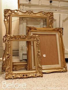 Old Gold Picture Frames, Fancy Picture Frames, Empty Picture Frames, Picture Frame Crafts, Antique Picture Frames, Old Picture Frames, Empty Frames, Vintage Photo Frames, Antique Pictures