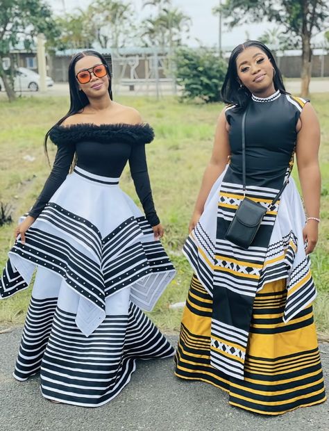 Xhosa Traditional Skirts, Xhosa Skirt, Lobola Dresses, Xhosa Attire For Ladies, Xhosa Traditional Dresses, Xhosa Culture, Chitenge Dresses, Zulu Traditional Attire, Xhosa Traditional Attire