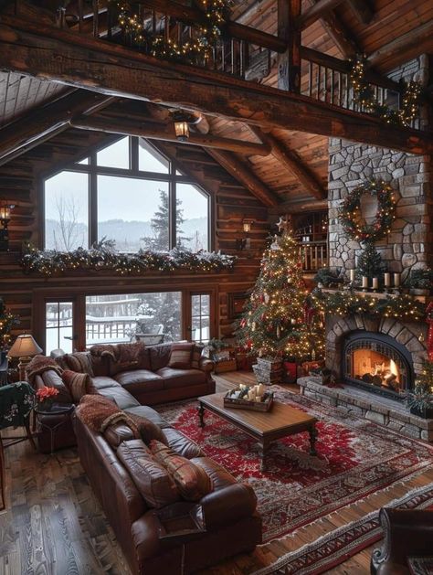 Cabin Christmas Decor, Christmas Living Room Decor Ideas, Christmas Living Room Decor, Cabin Aesthetic, Christmas Living Room, Cabin Christmas, Rustic Home Design, Christmas Decorations Living Room, Living Room Decor Ideas