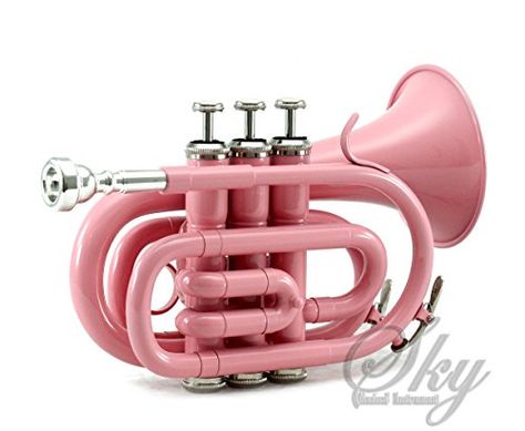 Sky Band Approved Brass Bb Pocket Trumpet with Case, Cloth, Gloves and Valve Oil, Guarantee Top Quality Sound (pink) *** Click image for more details. Pocket Trumpet, Kids Instruments, Sky Music, Pink Music, Instruments Art, Trumpet Players, Brass Instruments, Desired Reality, Lavender Nails