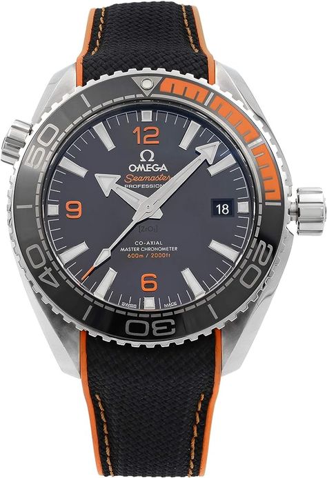 Brand New Omega Seamaster Planet Ocean 600M Men's Watch Guaranteed Authentic Self Winding Automatic Master Chronometer Movement Black Rubber Strap with Nylon Outer Lining & Orange Accents Sapphire Crystal Exhibition Case Back Omega Planet Ocean, Omega Seamaster Planet Ocean, Planet Ocean, High End Watches, Kids Luggage, Omega Seamaster, Famous Brands, Black Rubber, Men's Watch