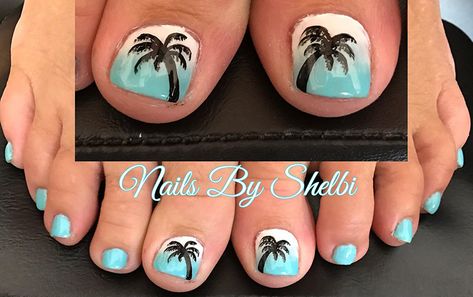 Palm Trees everyday in sunny Florida! Cruise Pedicure, Fun Vacation Nails The Beach, Nails With Palm Trees, Frida Nails, Toe Nails Summer, Beach Toe Nails, Palm Tree Nail Art, Cruise Nails, Florida Nails