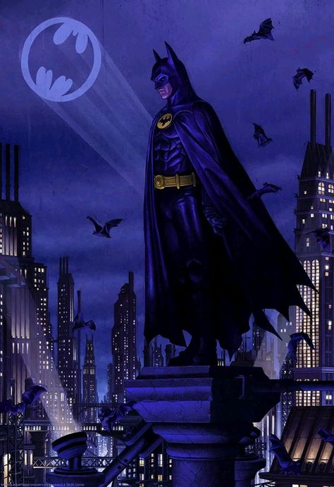 Batman (1989) Batman Movie Posters, Batman 89, Tim Burton Batman, Batman Painting, Michael Keaton Batman, Keaton Batman, Batman Statue, Batman 1989, Batman Tattoo