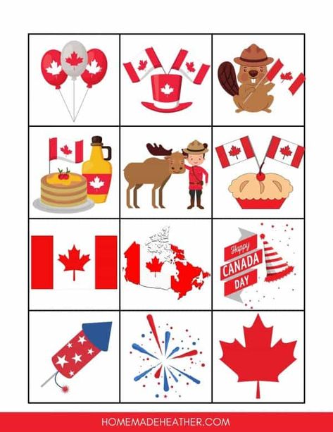 Free Canada Day Printables, Canada Activities, Holiday Bingo Cards, Lenten Activities, Canada Day Crafts, Canada Birthday, Canada Project, Canada Day Party, Free Bingo Cards