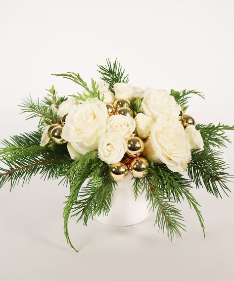 Peace, Love, Joy Floral Table Setting, Joy White, Poinsettia Care, White Floral Centerpieces, Holiday Floral Arrangements, White Spray Roses, Winter Arrangements, Roses White, Holiday Flower