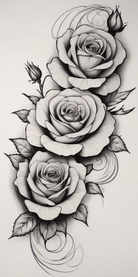 ROSES TATTOO DESIGN Fineline Rose Tattoo Design, Rose Floral Tattoo Design, Roses Tattoo Stencil, Floral Mandala Tattoo Design, Red Rose Tattoo Design, Red Roses Tattoo, Roses Tattoo Design, Rose Chest Tattoo, Rose Tattoo Stencil