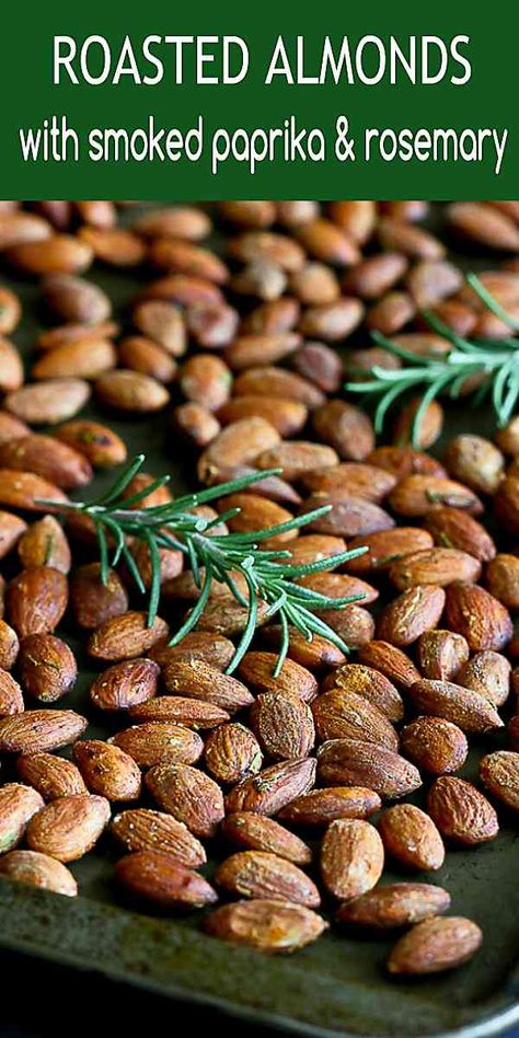 Roasted almonds, dressed up with rosemary and smoked paprika, are great for snacking or cocktail party nibbles. 163 calories and 5 Weight Watchers SP #healthysnacks #almonds #roasted Almonds Roasted, Party Nibbles, Rosemary Recipes, Granola Bites, Roasted Nuts, Cracker Recipes, Roasted Almonds, Oven Recipes, Recipe For Mom