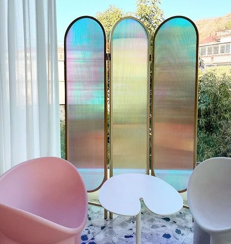 Dazzle Color Glass Screen, Room Divider | eBay Esthetician Room Divider, Office Innovation, Decorative Screens Divider, Design Esthetic, Folding Screen Room Divider, Folding Room Divider, Screen Room Divider, Screen Room, Folding Room Dividers