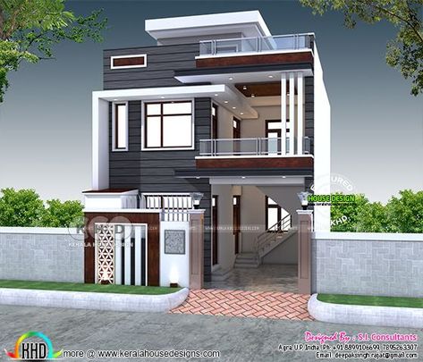 2200 sq-ft 4 bedroom India house plan modern style House Plans Indian Style, Modern Contemporary House Plans, 3 Storey House Design, India House, Indian House Plans, House Outer Design, Small House Front Design, Small House Design Exterior, Best Modern House Design