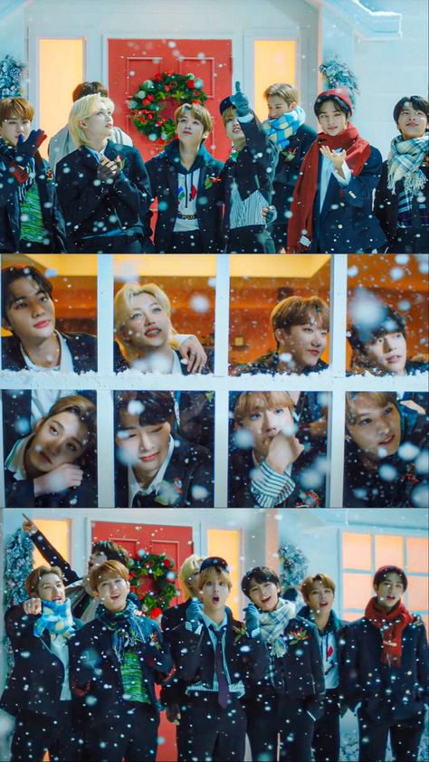 Skz Wallpaper Christmas, Stray Kids Wallpaper Christmas, Christmas Kpop Wallpaper, Skz Wallpaper Aesthetic Ot8, Straykids Christmas Wallpaper, Skz Christmas Wallpaper, Stray Kids Christmas Wallpaper, Christmas Stray Kids, Skz Wallpaper Aesthetic