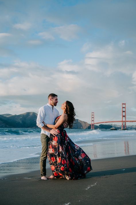 Baker Beach Engagement Photos, Sushi Photoshoot, Anniversary Drawing, Baker Beach San Francisco, San Francisco Coffee, Engagement Posing, Country Engagement Pictures, San Francisco Engagement Photos, Beach San Francisco