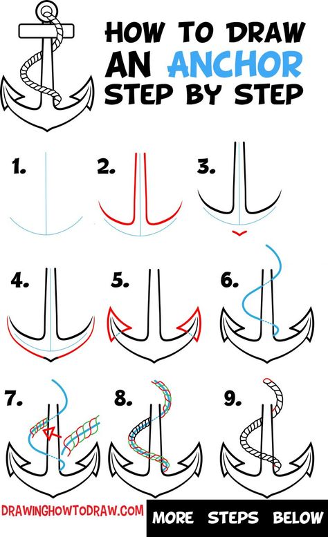 Learn How to Draw an Anchor Easy Step by Step Drawing Tutorial for Beginners How To Draw An Anchor Step By Step, How To Draw Anchor, Anchor Drawing Easy, How To Draw An Anchor, Learning How To Draw For Beginners, Anchor Drawing Simple, Things To Draw In Your Sketchbook Easy Step By Step, How To Draw A Ship, Easy Sketches For Beginners Step By Step Simple Drawing Tutorials