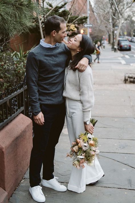 Low Key Wedding Ideas, Casual Groom Outfit, Casual Wedding Outfit, City Hall Wedding Dress, City Hall Wedding Photos, Casual Bride, Low Key Wedding, Casual Grooms, Informal Weddings