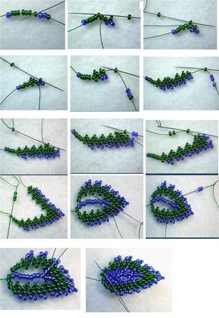 Craft ideas 6132 - Pandahall.com Russian Leaf Tutorial, Leaves Tutorial, French Beaded Flowers, Beadwork Tutorial, Art Perle, Beaded Leaf, Beaded Jewelry Tutorials, Seed Bead Tutorial, Beaded Jewelry Patterns