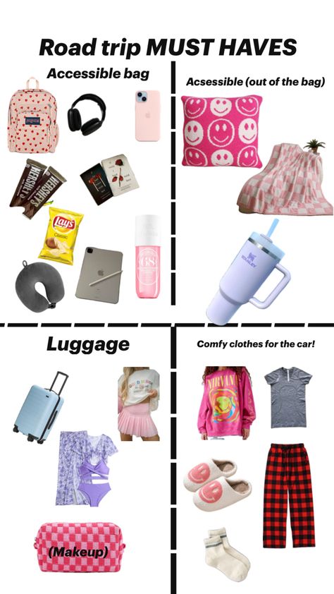 Outfit Ideas For Road Trips, Travel Outfit Car Road Trips, What To Bring On A 4 Hour Road Trip, Road Trip Hourly Bags, Roadtrip Essentials For Teens Road Trips, Tips For Long Road Trips, Road Trip Outfit Summer, Trip Outfit Summer, Belt Bag Outfit