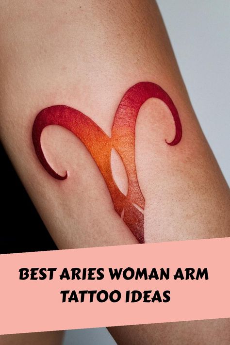 Best Aries Woman Arm Tattoo Ideas Woman Arm Tattoo Ideas, Woman Arm Tattoo, Vibrant Tattoos, Arm Tattoo Ideas, Aries Tattoos, Aries Symbol, Aries Women, Astrology Tattoo, Aries Constellation