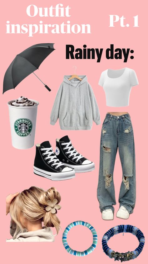 Raining Day Outfit, Raining Day, Rain Aesthetic, Preppy Outfit, Rainy Day Outfit, Day Outfit, Starbucks Coffee, Rainy Days, Rainy Day