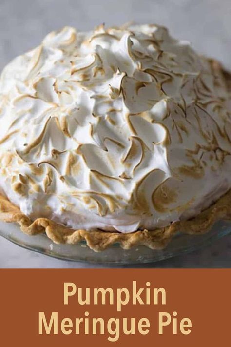 You'll LOVE this dramatic pumpkin meringue pie from Preppy Kitchen!  A homemade butter crust supports a perfectly smooth, beautifully spiced filling spiked with bourbon and topped with a cloud of toasted meringue  that will have you winning the holidays! #pumpkinmeringuepie #pumpkinpie #meringuepies Pumpkin Meringue, Toasted Meringue, Meringue Pie Recipes, Butter Crust, Thanksgiving Pumpkin Pie, Preppy Kitchen, Favorite Dessert Recipes, Homemade Butter, Pumpkin Pie Recipes