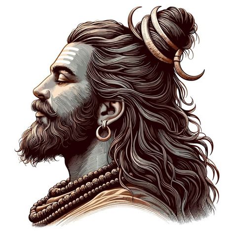 Mahadev Sketch, Sketch Face, Mahadev Tattoo, Tattoo Design For Hand, Close Eyes, Actors Illustration, Band Tattoo Designs, Full Sleeve Tattoo Design, Shiva Tattoo Design