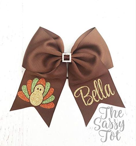 Thanksgiving Cheer Bows, Thanksgiving Sewing, Cute Cheer Bows, Thanksgiving Bow, Cheer Things, Cricket Crafts, Bow Ideas, Diy Bows, Handmade Headbands