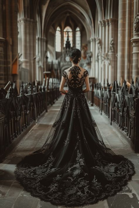 Black Dress Bride Wedding, Black Wedding Dress Inspiration, Black And Silver Wedding Dress, Black Wedding Dress Photoshoot, Dark Grey Wedding Dress, Dark Fantasy Wedding Dress, Black Fantasy Dress Queens, Blue Bride Dress, Black Wedding Dress Aesthetic