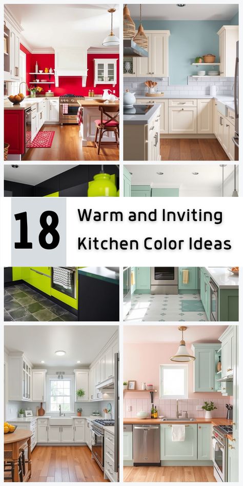 Revamp your kitchen with these 18 inspiring color schemes that fit any decor Kitchen Diner Colour Ideas, Kitchen Wall Paints, Vintage Kitchen Color Schemes, Kitchen Colors Schemes Paint, Small Kitchen Ideas Color, Kitchen Accent Wall Color, Color Schemes For Kitchens, Kitchen Color Ideas For Walls, Colors For Kitchen Walls