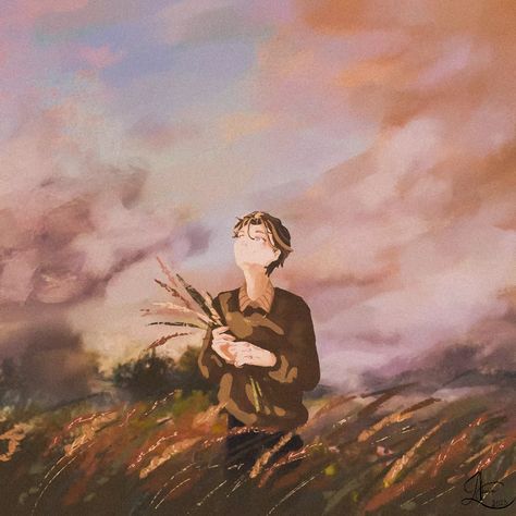 guy drawing picture that looks at the sky with wheat. calm, anime style. semi-realistic. man, handsome guy Looking At Sky Pose, Looking At The Sky Drawing, Looking At The Sky, Look At The Sky, Character Creation, Golden Hour, The Sky, Digital Drawing, Art Inspiration