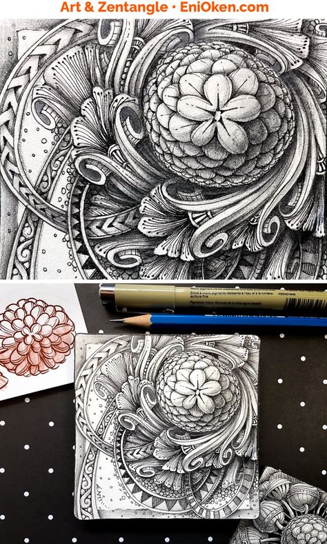 Tagh and Wyfore Tangleation — Eni Oken Eni Oken Zentangle, Cafe Board, Zen Patterns, Eni Oken, Zen Doodles, Zentangle Artwork, Zen Tangle, Zentangle Designs, Art Resources