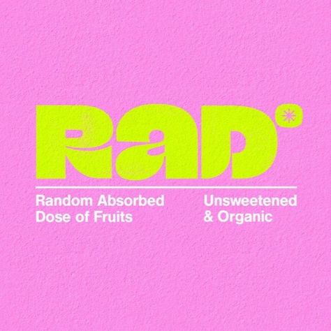 Rad is all you ever dreamed: It's a sparkling tea, organic and unsweetened. Surprisingly, it has the most unexpected combinations of fruits delivered in a can. It's the fanciest in the market. An explosion of new flavors you can't forget.
⠀
Bold and eccentric color combos are mixed with a seventies vibe to give a surreal mood. Having fun with retro slang terms to bring a more sassy and daring brand tone.
⠀
Want some?
Once you go Rad, you never go back. Rad Branding, Pop Logo Design, Millennial Branding, Unexpected Color Combinations, Sassy Branding, 2024 Branding Trends, Bold Color Combos, Vibrant Graphic Design, Bold Colorful Branding