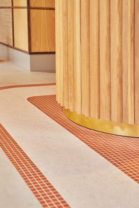 Cafe Flooring Design, Different Floors, Brick Interior, Tile Design Pattern, Light Colored Wood, Retail Design Blog, Furniture Showroom, Commercial Interior Design, Learning Spaces