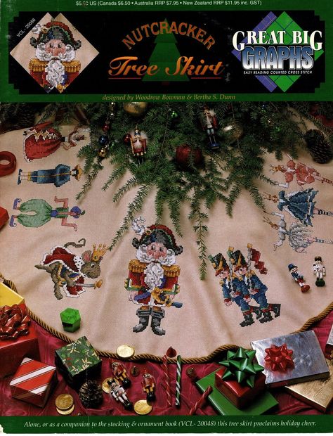 Nutcracker Tree Skirt designed by Woodrow Bowman & Bertha S. Dunn. Copyright 1992 by Great Big Graphs, 11 pages, Vol 20056, Patterns, used in good co Nutcracker Tree, Christmas Tree Skirts Patterns, Tree Skirt Pattern, Xmas Tree Skirts, Mouse King, Stocking Ornament, Afghan Pattern, Tree Shirt, Cross Stitch Patterns Christmas