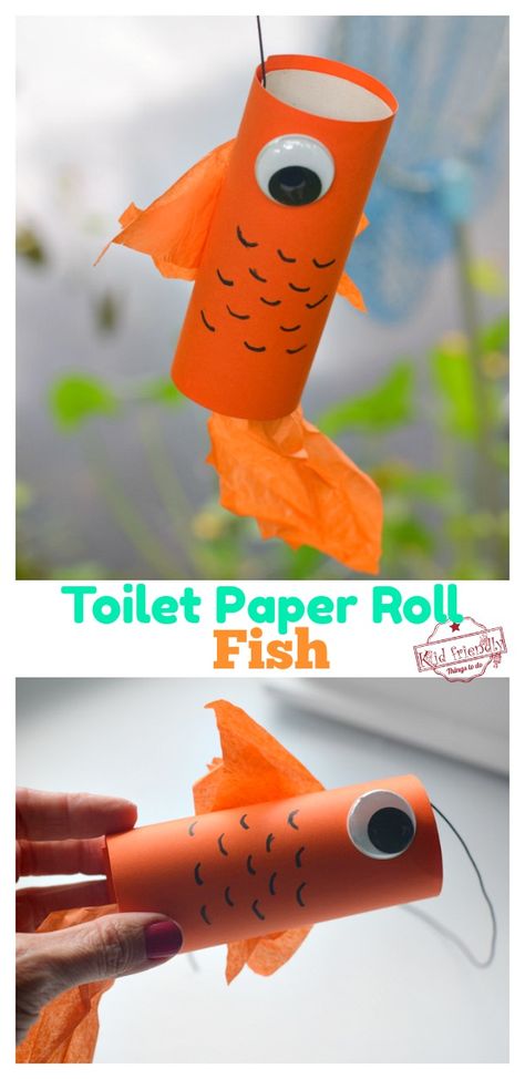 Craft Toilet Paper Roll, Craft For School, Pond Crafts, Fish Craft, Craft To Make, Paper Fish, Toilet Paper Crafts, Craft Easy, Toddler Arts And Crafts