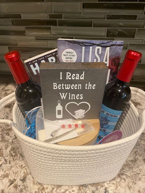 Excited to share this item from my #etsy shop: Wine Decor| Wine Gift | Bookclub Gift| Booklover Gift| Wine Sign| Book Club| Gift for friend| Wine Lover Book Club Gift Basket, Book Lovers Gift Basket, Book Gift Basket, Basket Raffle, Gifts 2021, Santa Ideas, Auction Baskets, Raffle Basket, Raffle Baskets