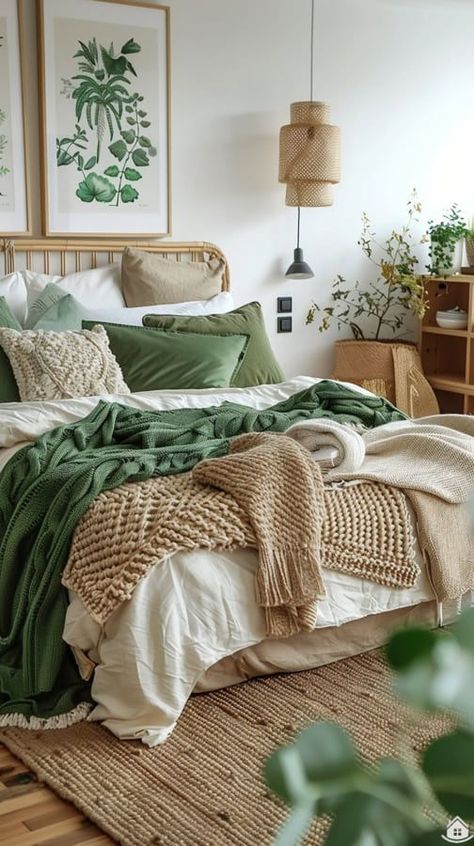 Bedroom Ideas Sage Green And White, Green Bedroom Mood Board, Green Coastal Bedroom, Sunny Bedroom, Nordic Bed, Earthy Bedroom, Green Bedroom, Cozy Room Decor, Apartment Decor Inspiration