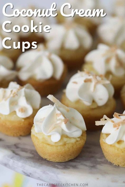 Coconut Cream Pudding, Cream Pie Cookies, Coconut Cream Pie Easy, Cream Pie Filling, Sugar Cookie Cups, Fresh Whipped Cream, Sugar Cookie Crust, Dessert Pie, Coconut Dessert