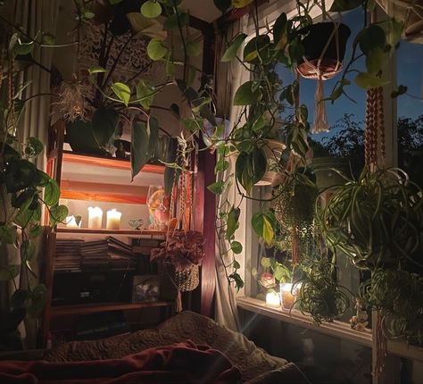 #plant #leaves #plantroom #plants #gardening #green #room #plantaesthetic #aesthetic #greenery #greenary #flowers Room Inspo Witchy, Dark Plant Bedroom, Whimsigoth Room Aesthetic, Dark Plant Room, Dark Fairycore Room, Bedroom With Plants Aesthetic, Whimsigothic Room, Witchy Room Ideas, Whimsigothic Bedroom