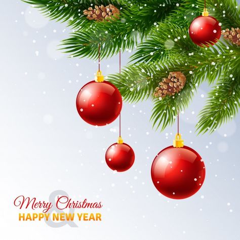 Holiday season new year greetings card w... | Free Vector #Freepik #freevector #background #banner #flyer #poster New Year Greetings Card, Seasons Greetings Card, Season Greetings, Christmas Tree Branches, Merry Happy, New Year Greeting Cards, New Year Greetings, New Year Card, Christmas Vectors