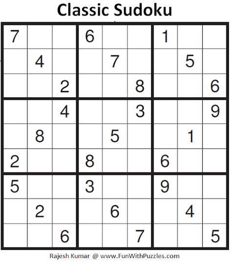 Classic Sudoku (Fun With Sudoku #151) Free Sudoku Printable, Easy Sudoku Printable, Soduko Printable Easy, Printable Sudoku Puzzles, Printable Sudoku, Sudoku Printable, Sudoku For Kids, Fill In Puzzles, Free Printable Word Searches