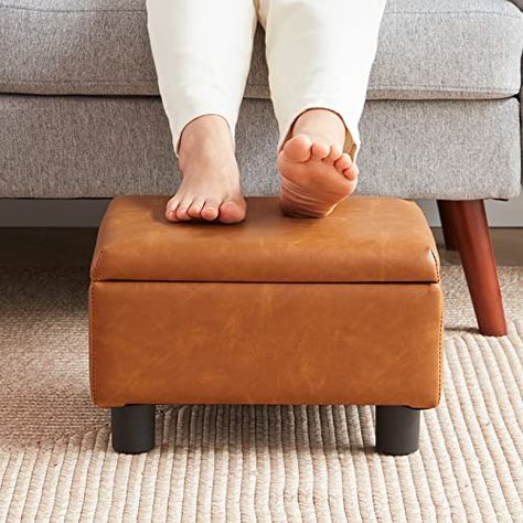 Footstool With Storage, Stool For Living Room, Small Footstool, Rectangle Ottoman, Storage Footstool, Under Desk, Ottoman Footstool, Cat Help, Floor Protectors