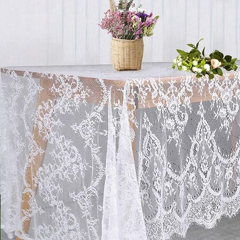 Amazon.com: White Lace Tablecloth 60 × 120 Inch for Rustic Boho Wedding Bridal Shower Party Decoration, Classy Rectangle Overlay Long Vintage Embroidered Reception Table Cloth Decor : Home & Kitchen Lace Tablecloth Wedding, Table Covers Wedding, Lace Table Cloth, Romantic Candle Light Dinner, Halloween Tablecloth, Rustic Boho Wedding, Lace Table Runners, Party Table Cloth, Lace Table