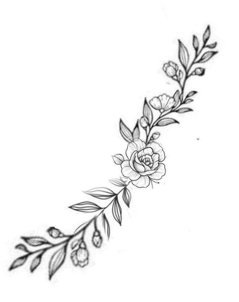 Floral Wrap Around Tattoo Design, Rose Vine Tattoo Arm, Floral Vine Drawing, Tattoos Pulseras, Daisy Chain Tattoo, Rose Vine Tattoos, Flower Vine Tattoos, Vine Drawing, Around Arm Tattoo