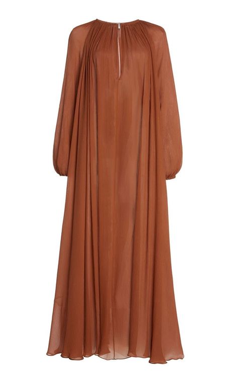 Gamis Silk, Maxi Dress Ideas, Maxi Chiffon Dress, Gathered Maxi Dress, Stylish Maxi Dress, Plisse Dress, Maxi Dress Designs, Designer Maxi Dress, Adam Lippes