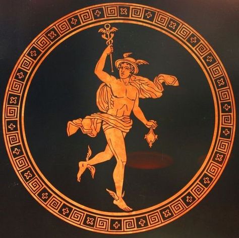 Hermes Mythology, Hermes Tattoo, Roman Myth, Greece Mythology, Greek Vase, Greece Painting, Greek Paintings, Greek Mythology Tattoos, Ancient Greek Art