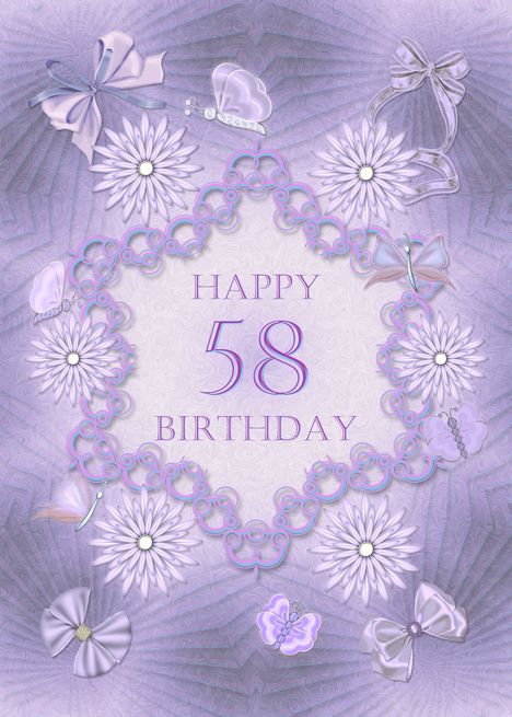 58th Birthday Lilac Flowers card Dreamy Birthday, Lilac Birthday, 83rd Birthday, 98th Birthday, 82nd Birthday, 68 Birthday, 67th Birthday, 73rd Birthday, Flowers Lilac