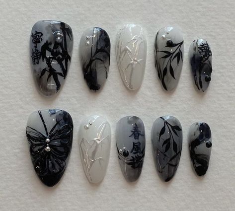 Dark Funky Nails, Classy Acrylic, Cherry Coke, Punk Nails, Gothic Nails, Goth Nails, Grunge Nails, Pretty Gel Nails, Really Cute Nails