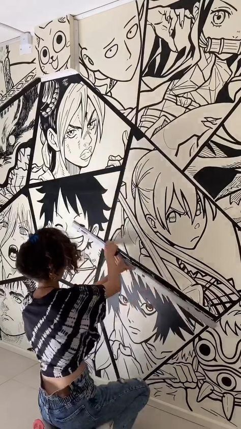 Anime Bedroom Ideas, Anime Crafts Diy, Arte Doodle, Otaku Room, Anime Canvas Art, Anime Room, Anime Crafts, Anime Canvas, Dessin Adorable