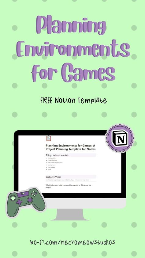 A FREE Notion templaate to help you plan your Game Environments like a pro! Includes a walkthough video right inside the template to help you get started. Notion Template Free, Project Planning Template, Notion Templates, Game Environment, Notion Template, Templates Free Download, Like A Pro, Keep In Mind, Free Games