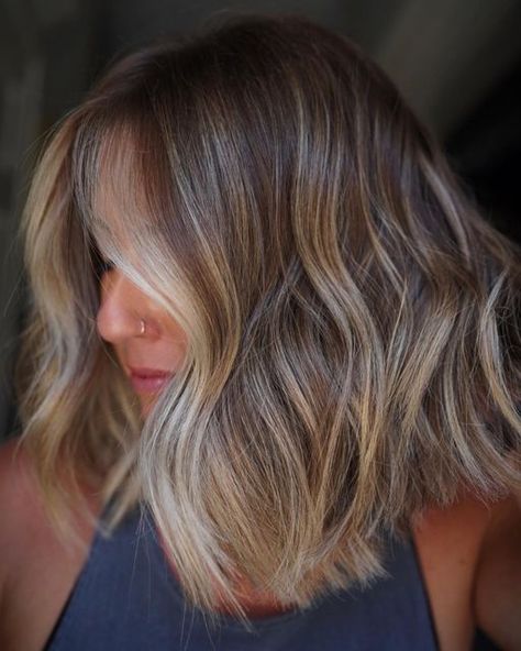 Bronde Balayage Long Bob, Opposite Balayage, Bronde Balayage Shoulder Length, Short Hair With Balayage Brunettes, Partial Balayage Bronde, Shoulder Length Bronde Balayage, Partial Balayage Short Hair, Lived In Blonde Balayage Short, Short Hair Partial Balayage