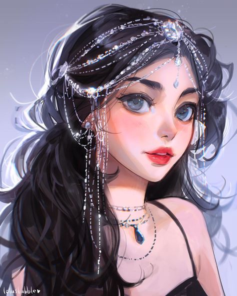 Lydia Elaine ✨ | Practicing jewelry 🦋 There’s a step-by-step tutorial for this drawing on my Patreon! It’s all about how to draw sparkly jewelry like this… | Instagram Illustration Hairstyle, Lydia Elaine, Ipad Pro Art, Heavenly Bodies, Create Drawing, Sparkly Jewelry, Sparkly Things, Your Amazing, Portrait Illustration